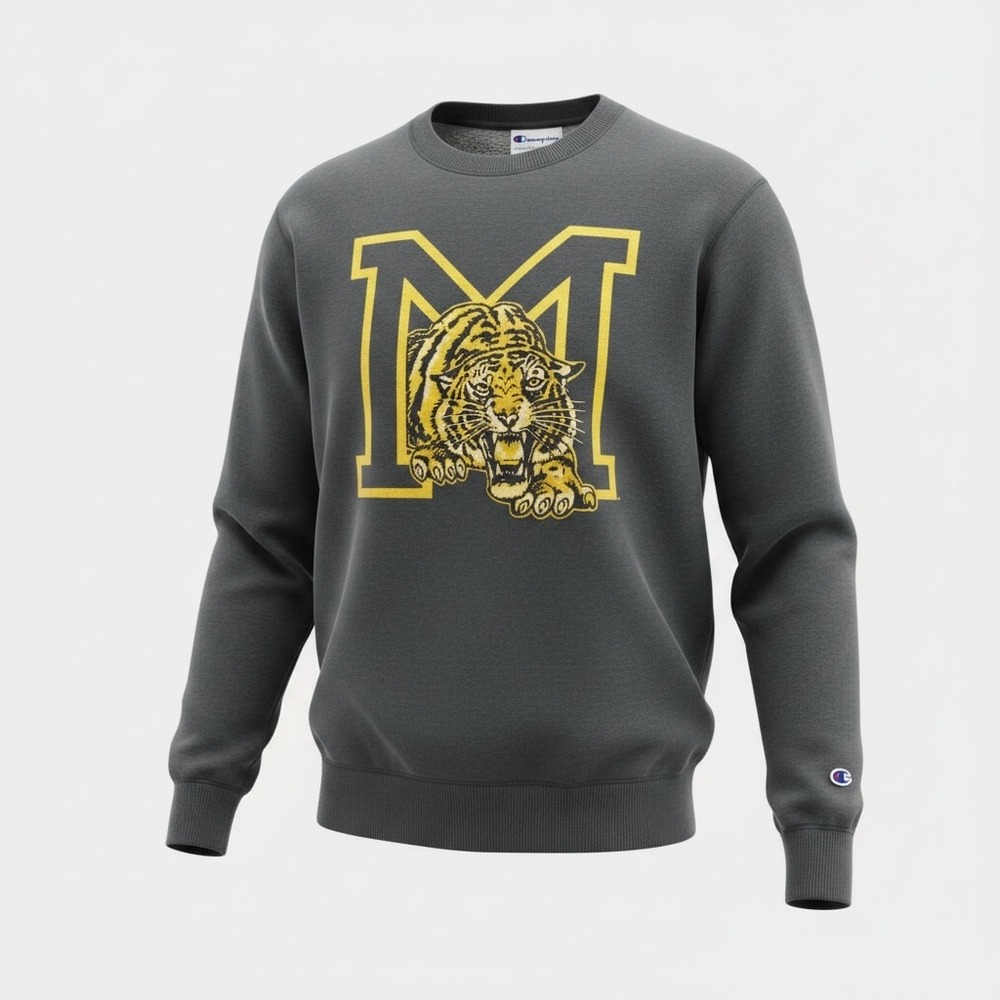 Champion Sweatshirt Men Small Gray Excellent Tiger Graphic M Crewneck Athletic